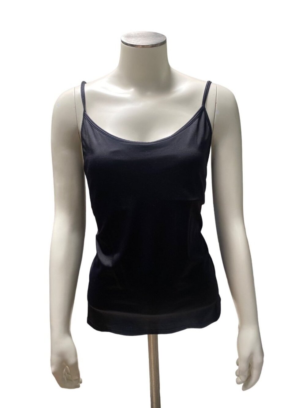 Black XL Sheer Cami Top Adjustable Straps Nylon Blend Stretch Casual Layering Ta